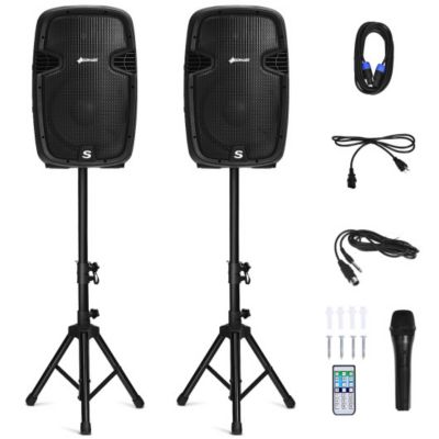 Slickblue 12 Inch Dual 2-Way 2000 W Powered Pa Speaker System