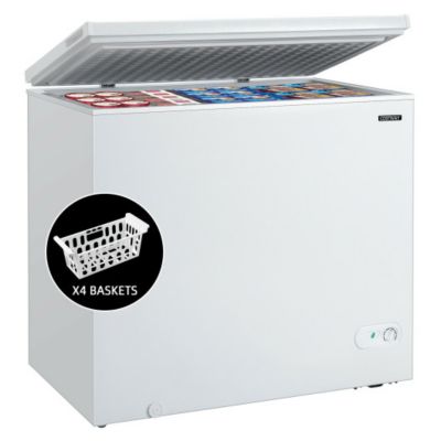 Slickblue Chest Freezer 7.0 Cu.ft Upright Single Door Refrigerator With 4 Baskets-White