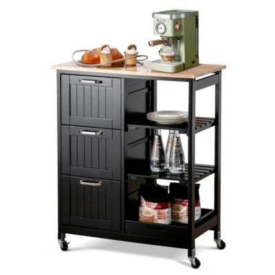 Slickblue Rolling Kitchen Island Utility Storage Cart With 3 Large Drawers