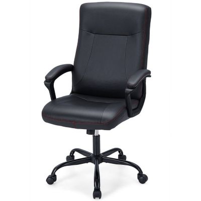 Slickblue Upholstered Executive Computer Desk Chair With Ergonomic High Back-Black