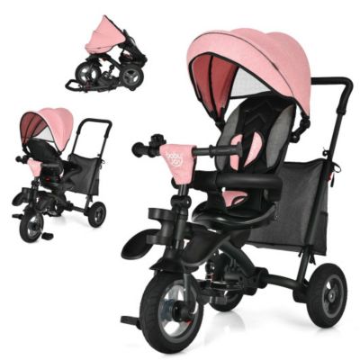 Slickblue 7-In-1 Baby Folding Tricycle Stroller With Rotatable Seat