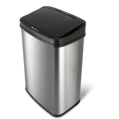 Slickblue Black Top 13-Gallon Stainless Steel Kitchen Trash Can With Motion Sensor Lid