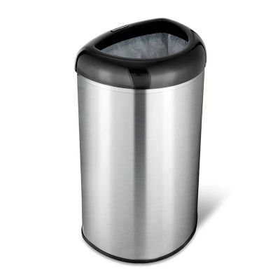 Slickblue Stainless Steel Black Open Top 13-Gallon Kitchen Trash Can With No Lid