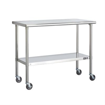Slickblue Stainless Steel 2-Ft Kitchen Island Cart Prep Table With Casters