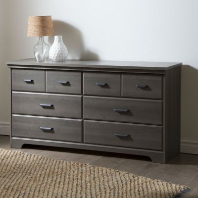 Slickblue Bedroom 6-Drawer Double Dresser Wardrobe Cabinet In Grey Maple Finish