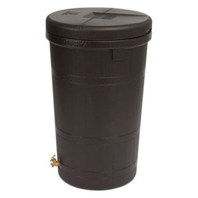 Slickblue Dark Brown Single Spigot Eco 50-Gallon Rain Barrel