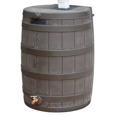 Slickblue Brown Oak 50-Gallon Plastic Rain Barrel With Bottom Spigot