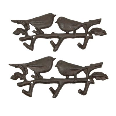 Upper Deck, Ltd Set Of 2 Cast Iron Birds Coat Hook Wall Rack Decorative Towel Key Hat Hangers