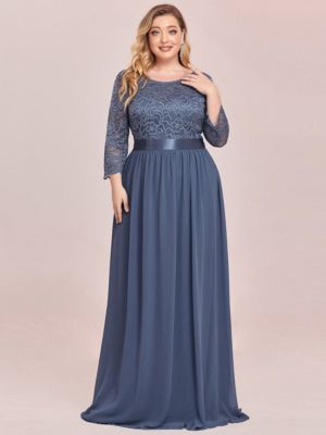 Ever-Pretty Women's Plus Size Long Lace Sleeve Formal Evening Gowns