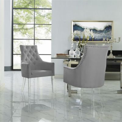 Inspired Home Winona Acrylic Leg Button Tufted Swoop Arm Dining Chair (Set Of 2)