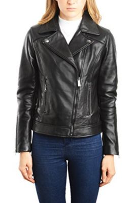 Reed Women's Genuine Lambskin Leather Jacket Biker Fashion Coat