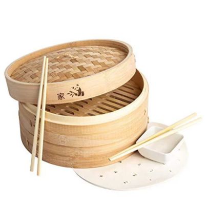 Prime Home Direct Bamboo Steamer Basket 10-inch , 2-Tier Steamer