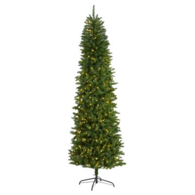 Homplanti Slim Green Mountain Pine Artificial Christmas Tree With 350 Clear Led Lights 7.5