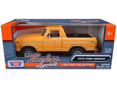 Carfaxo 1978 Ford Bronco Custom (Open Top) Yellow With ""timeless Legends"" Series 1/24 Diecast Model Car By Motormax