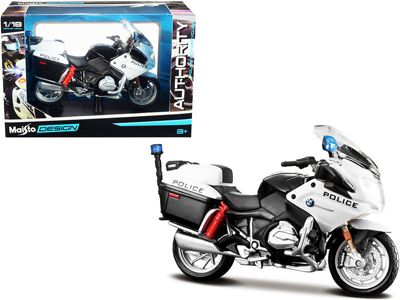 Carfaxo Bmw R1200Rt ""u.s. Police"" White ""authority Police Motorcycles"" Series With Plastic Display Stand 1/18 Diecast Motorcycle Model By Maisto