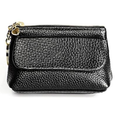 Women Genuine Leather Double Zipper Small Wallet Change Coin Purse Pouch  Holder