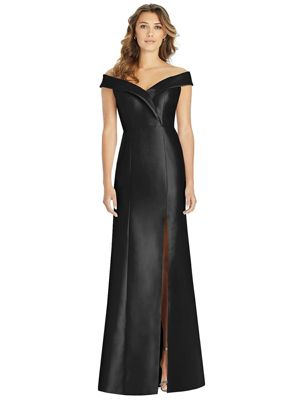 Alfred Sung Women's Off-The-Shoulder Cuff Trumpet Gown With Front Slit