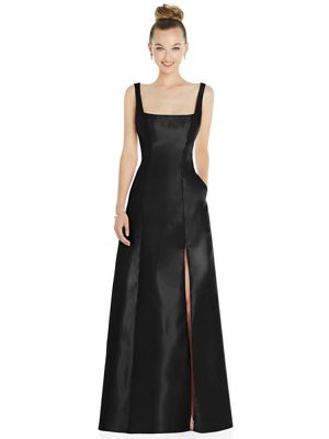Alfred Sung Women's Sleeveless Square-Neck Princess Line Gown With Pockets