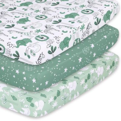 The Peanutshell Pack N Play, Mini Crib, Portable Crib Or Fitted Playard Sheets For Baby, 3 Pack Set, Green -  840309709521
