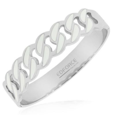 Edforce 7.5"" White Enamel Bangle Bracelet