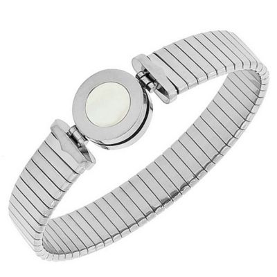 My Daily Styles Silver-Tone Simulated Mother-Of-Pearl Bangle Bracelet
