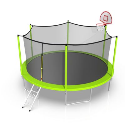 Simplie Fun 12Ft Trampoline With Safety Enclosure Net, Outdoor Fitness Trampoline Pvc Spring Cover Paddin