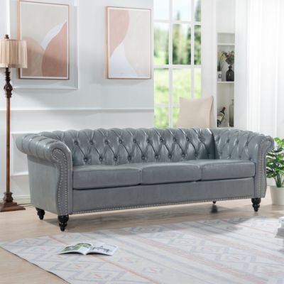 Simplie Fun 84.65 Rolled Arm Chesterfield 3 Seater Sofa