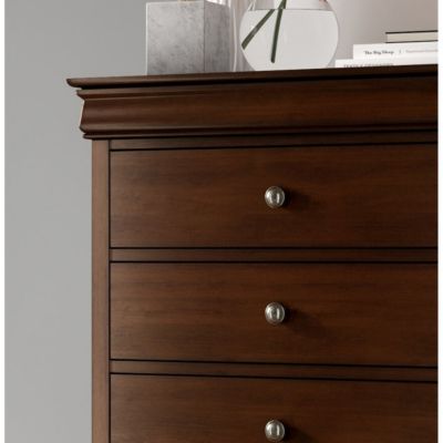 Simplie Fun Louis Philippe Style 1Pc Chest Of Drawers Brown Cherry Finish Okume Veneer Bedroom Furniture
