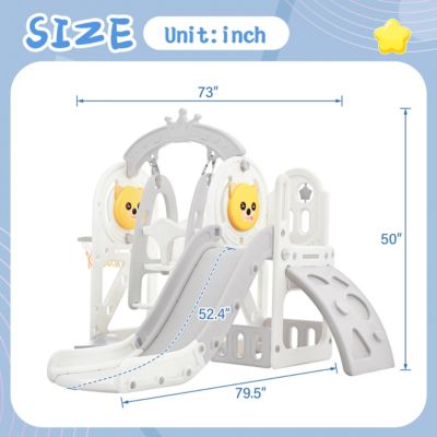 Simplie Fun Toddler Slide And Swing Set 5 In 1, Kids Playground Climber Slide Playset With Basketball Hoo