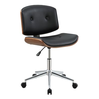 Simple Relax Leatherette Office Chair In Black And Walnut Finish