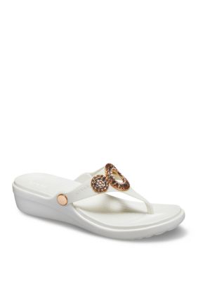 Crocs Sanrah Diamante Wedge Flip Flops | belk