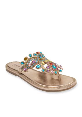Lauren Lorraine Bejeweled Flat Sandal | belk