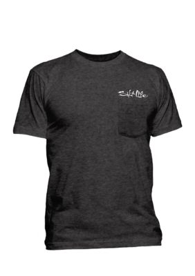 Men's Salt Life Graphic Hook Line Short Sleeve T Shirt Large. Heather Gray.  New