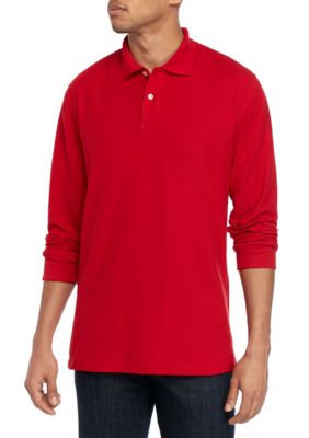 Saddlebred® Long Sleeve Piqué Solid Polo Shirt | belk