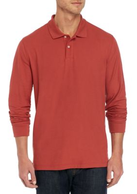 Saddlebred® Long Sleeve Piqué Solid Polo Shirt Belk