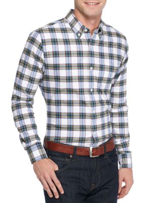 Saddlebred® 1888 Long Sleeve Tailored Plaid Oxford Shirt | belk