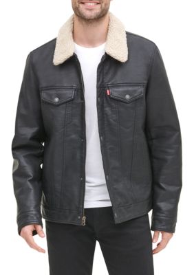 Levi's® Classic Faux Leather Trucker Jacket with Detachable Sherpa Collar |  belk