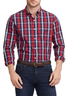 Chaps Chaps Big & Tall Easy Care Stretch Cotton-Blend Long-Sleeve Shirt ...