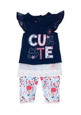 Nannette Girls Infant 2-Piece Tee and Floral Capri Set | belk