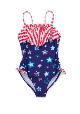 Breaking Waves Girls 7-16 Stars and Stripes One Piece Swimsuit | belk