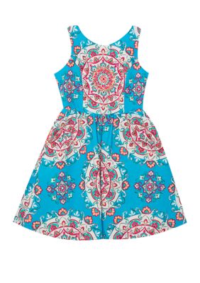 Rare Editions Girls 7-16 Turquoise Medallion Dress | belk