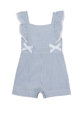 Rare Editions Girls 4-6x Stripe Romper with Bows | belk