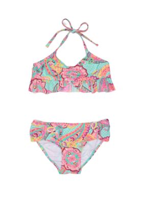 Malibu Dream Girl Girls 7-16 Paisley Foil Ruffle Bikini Swimsuit | belk