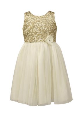 Jayne Copeland Gold Embroidered Lace Dress Girls 7-16 | belk
