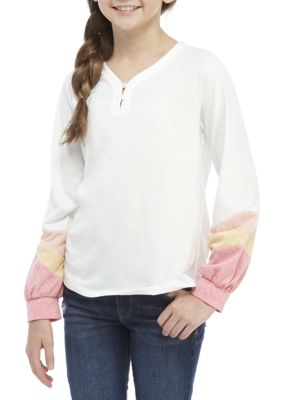 TRUE CRAFT Girls 7-16 Colorblock Henley Shirt | belk