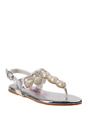Kensie Girl Toddler Girls Thong Sandals with Rhinestones and Pearls | belk