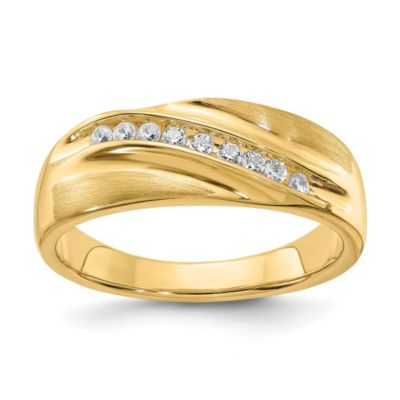 Belk & Co Lab Created 1/5 Ct. T.w. Lab Grown Diamond Polished And Satin Men's Band In 14K Yellow Gold