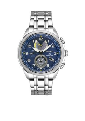 Seiko Men's Prospex World Time Solar Silver-Tone Blue Dial Watch | belk