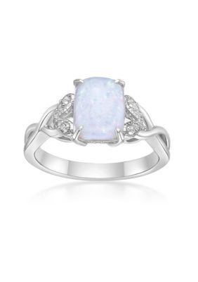 Belk & Co Lab Created 1 Ct. T.w. Lab-Created Opal And 0.8 Ct. T.w. Lab-Created White Sapphire Ring In Sterling Silver