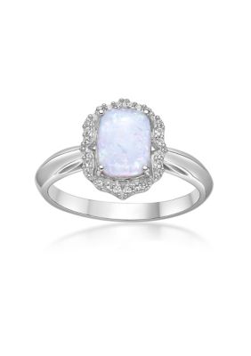 Belk & Co Lab Created 1 Ct. T.w. Lab-Created Opal And 1/4 Ct. T.w. Lab-Created White Sapphire Ring In Sterling Silver